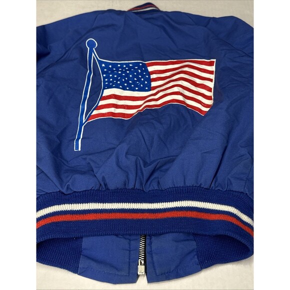 Vintage Bomber Jacket Size 6 Boy Blue American Flag Patriotic - Picture 16 of 16